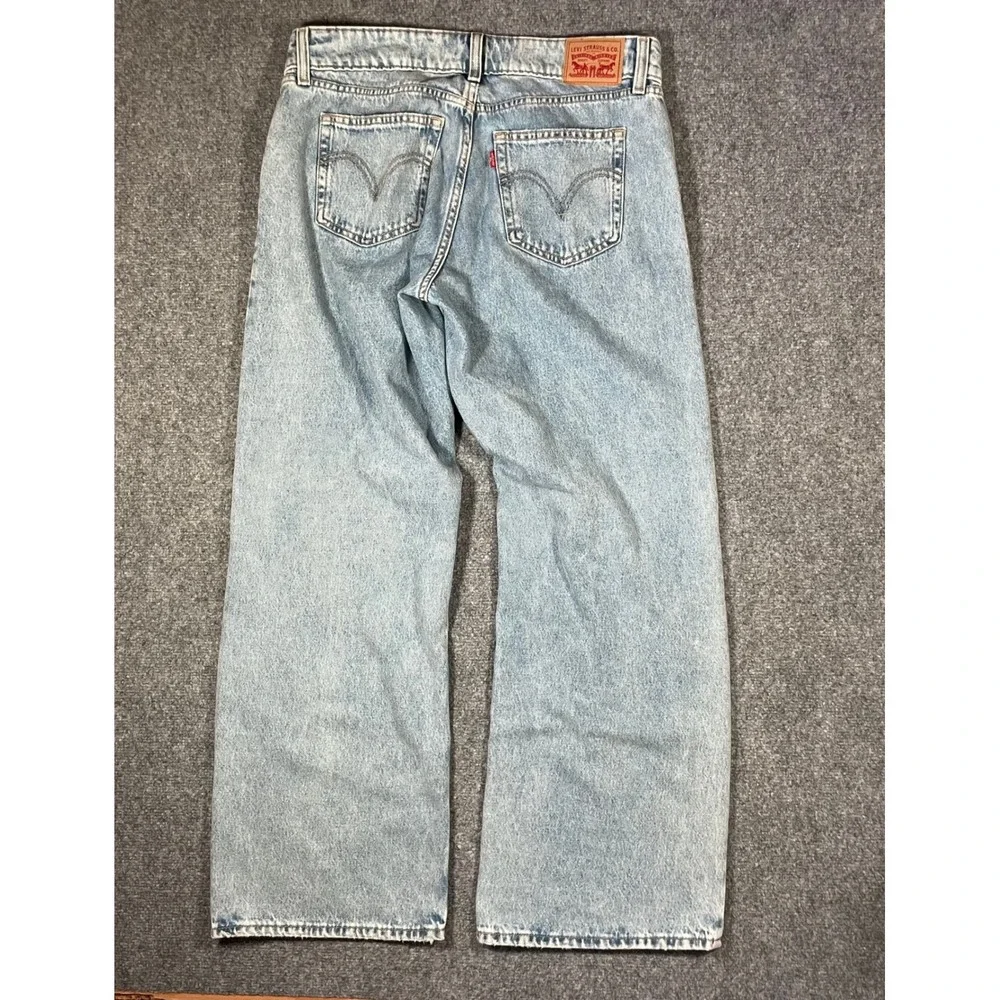 Levi's Superlow Wide Leg Jeans Womens 31 Light Wash Blue Low Rise 100% Cotton - Picture 2 of 13